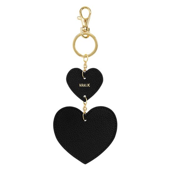 kikki.K Accessories - kikki. K | Leather Double Heart Key Ring Black: Signature Edition | NWT